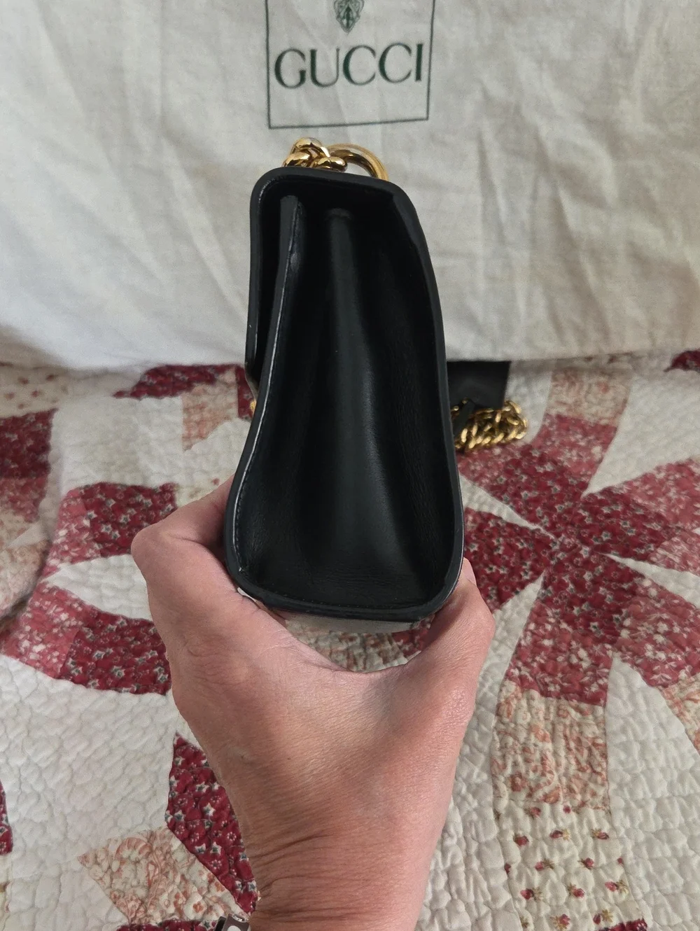 Gucci GG Supreme Shoulder Bag in Brown, Black & Gold